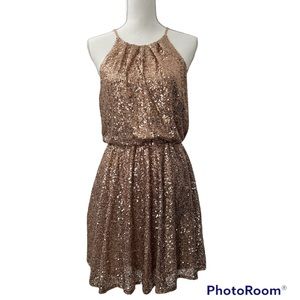 F21 Halter sequin dress in Rose Gold, Medium